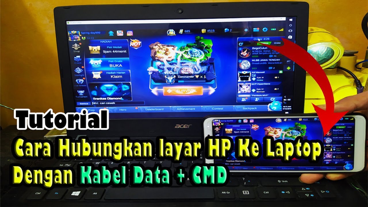 Cara Menampilkan layar hp di laptop dengan USB - YouTube